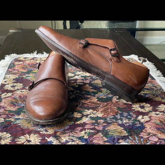 Hugo Boss Premium Honey Brown Leather Double Monk Strap  display picture 3
